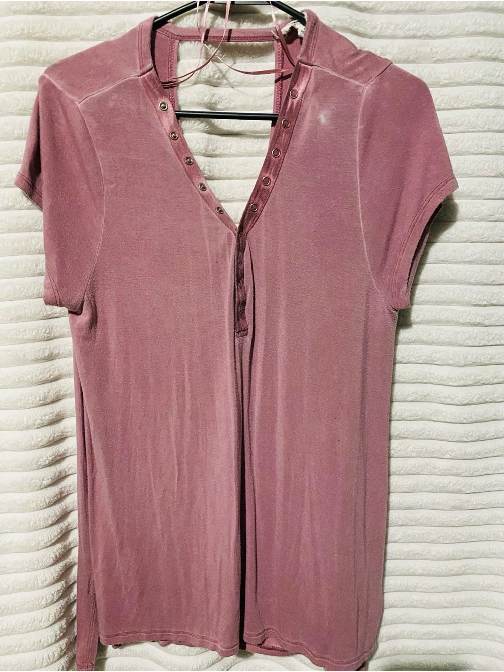 Cloud Chaser Short-Sleeve Henley Tunic in Dusty Rose
